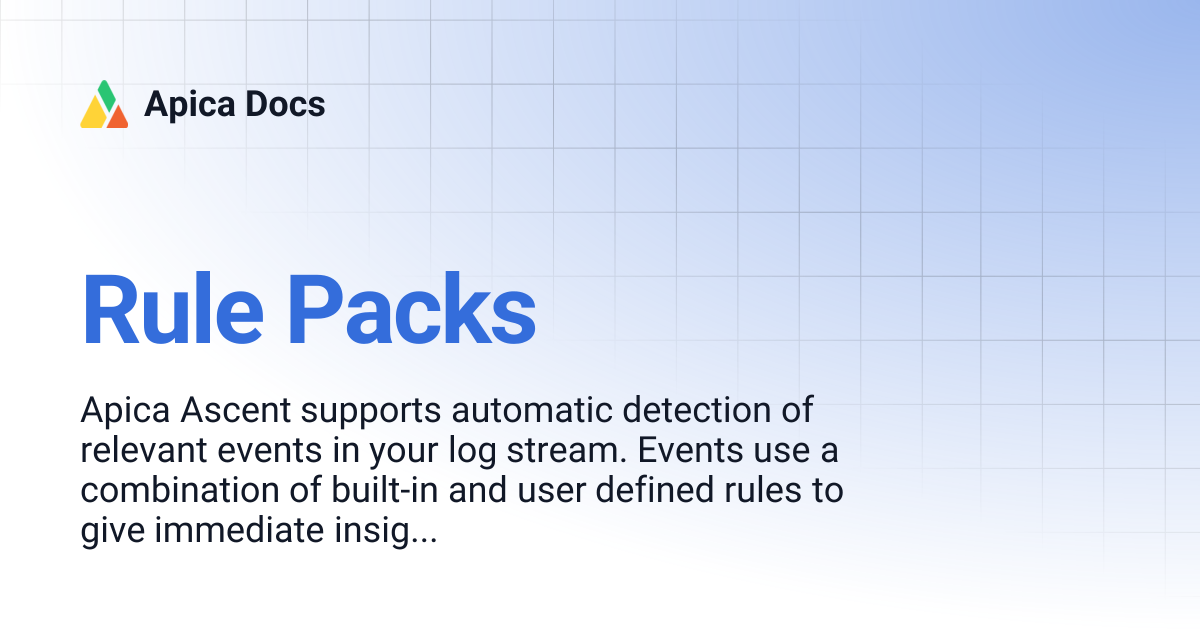 Rule Packs | Apica Docs
