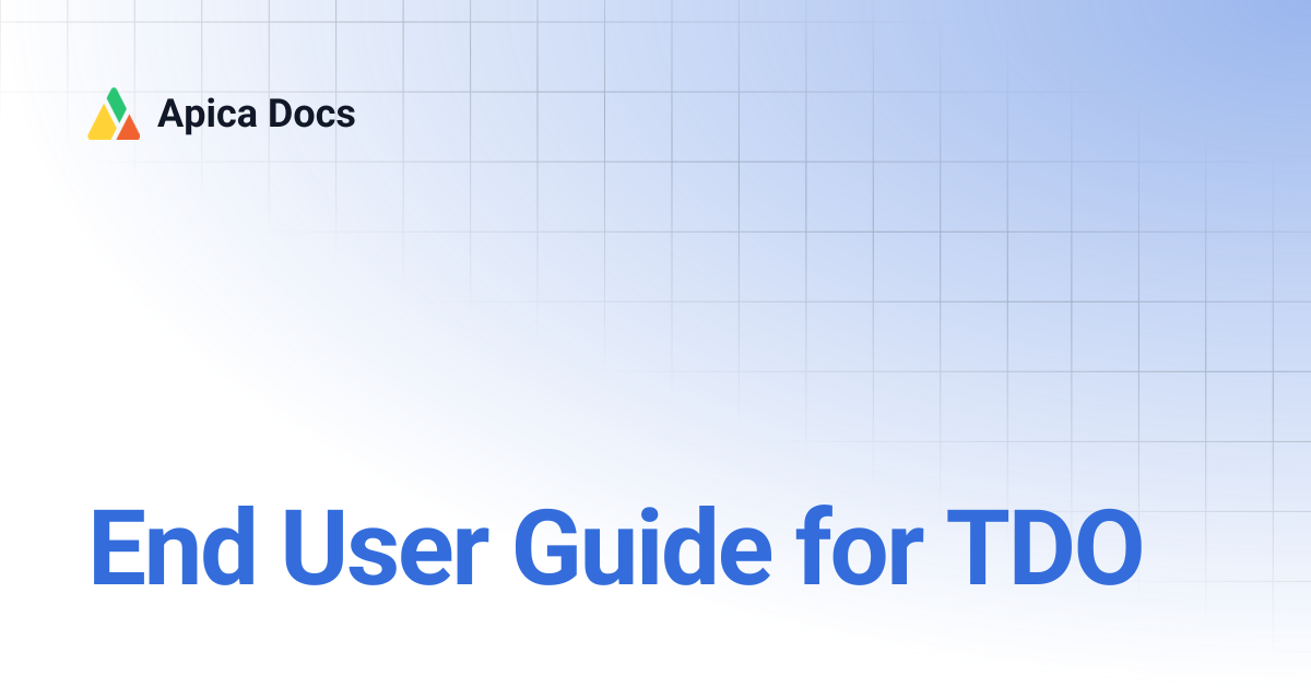 End User Guide for TDO | Apica Docs