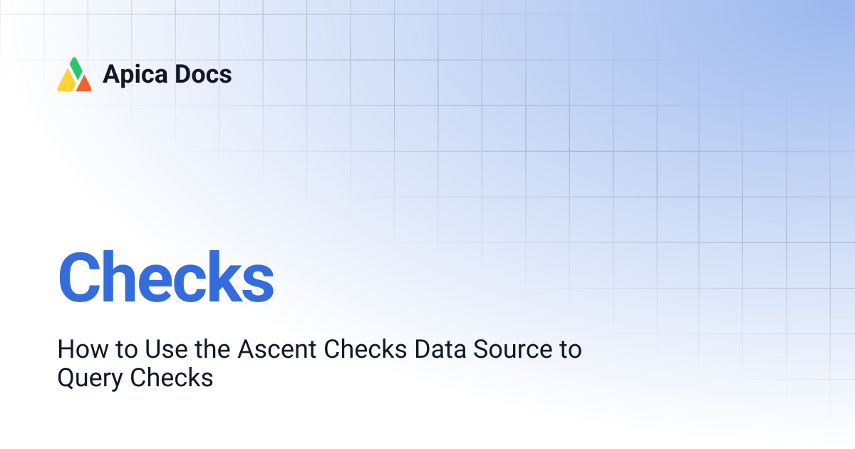 Checks | Apica Docs