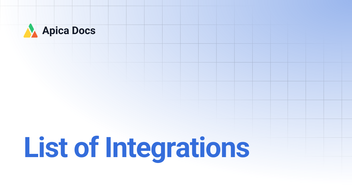 List of Integrations | Apica Docs