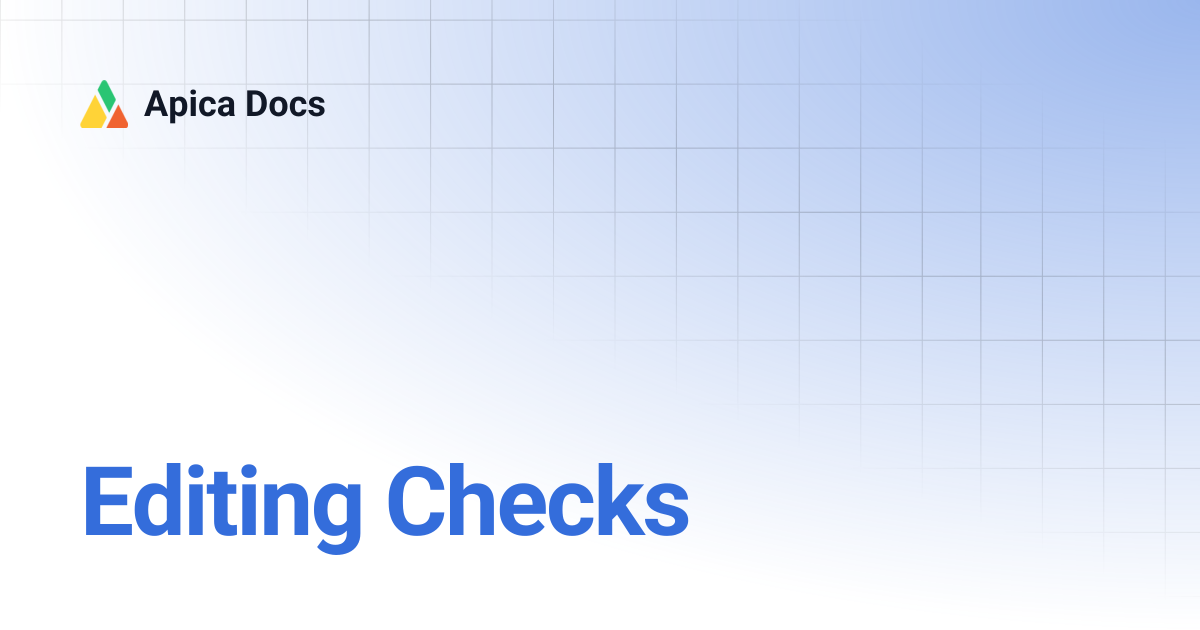 Editing Checks | Apica Docs