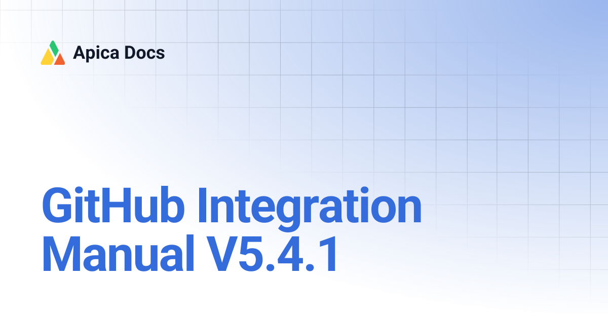 GitHub Integration Manual V5.4.1 | Apica Docs