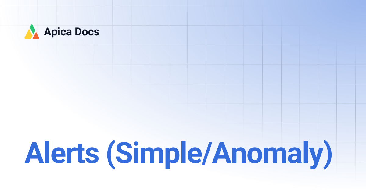 Alerts (Simple/Anomaly) | Apica Docs